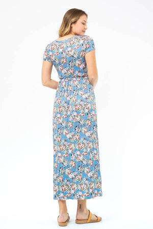 Blue floral maxi:  blue/grey