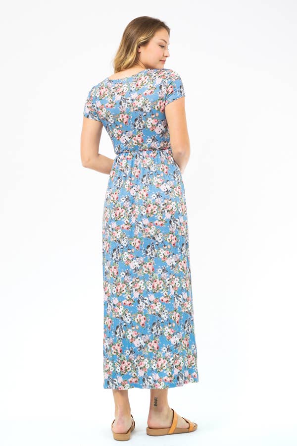 Blue floral maxi:  blue/grey