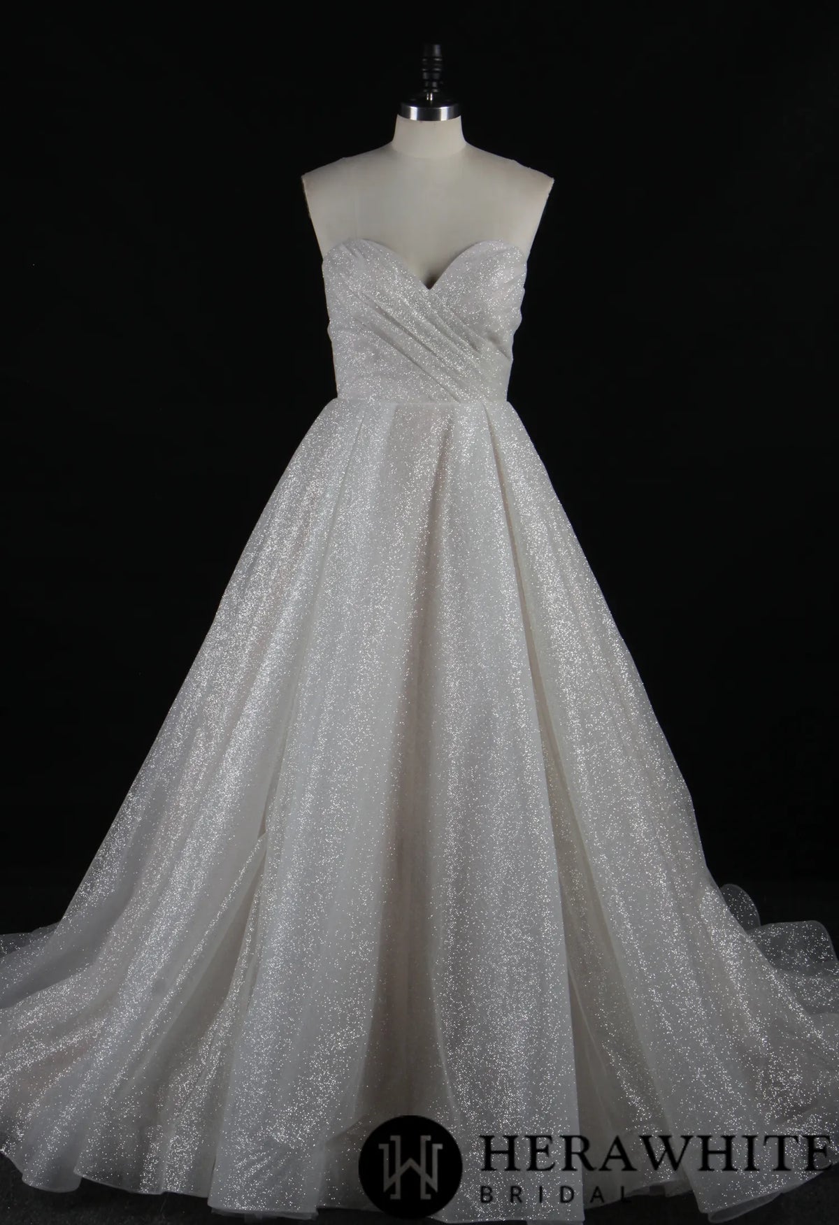 Glitter Strapless Sweetheart Pleated Wedding Ballgown