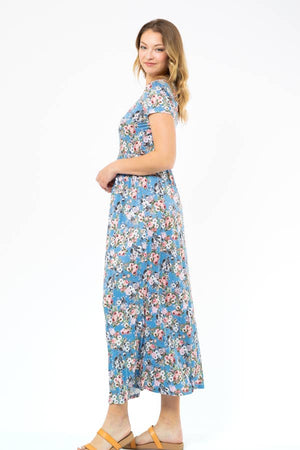 Blue floral maxi:  blue/grey