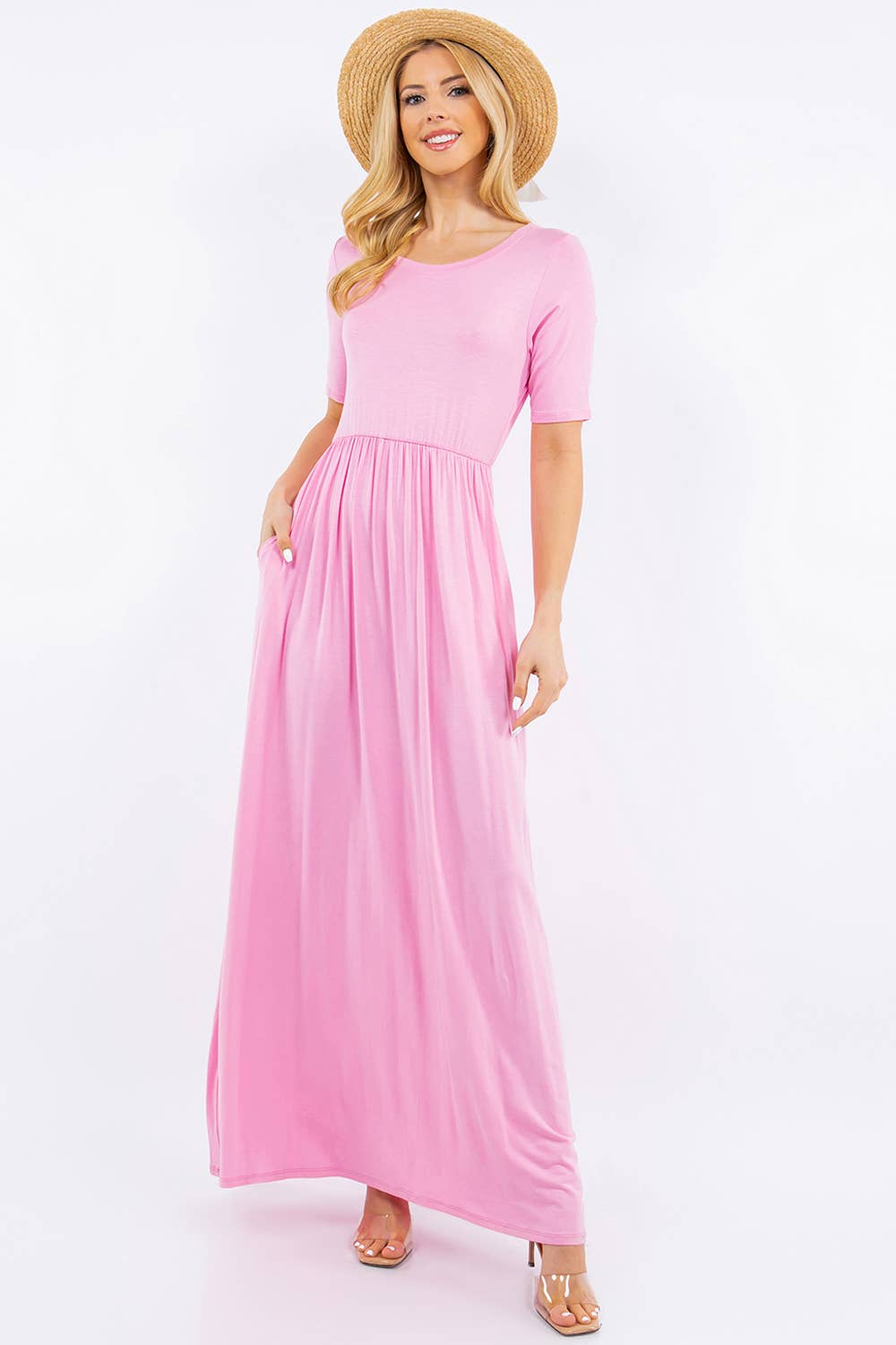 PLUS SIZE MODEST MAXI DRESS WITH POCKETS -CD23411T-PL