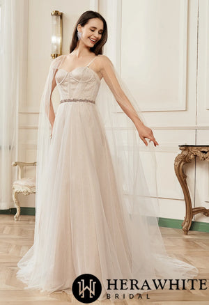 Shimmer Pink Nude Sweatheart Corset Sparkle Tulle Bridal Gown