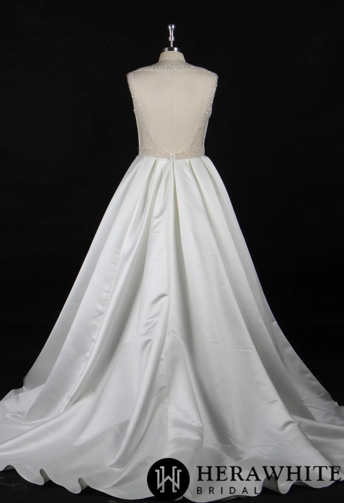 Classic V-Neck Wedding Dress With Princess Silhouette and Beaded Belt