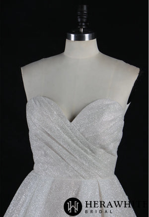 Glitter Strapless Sweetheart Pleated Wedding Ballgown