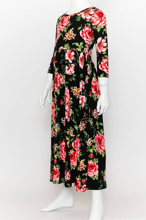 Girls Fit and Flare Floral Maxi Dress: FLORAL ORANGE / M