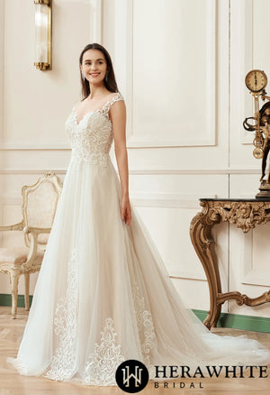 Illusion A-Line Scoop Neckline Lace Bridal Gown