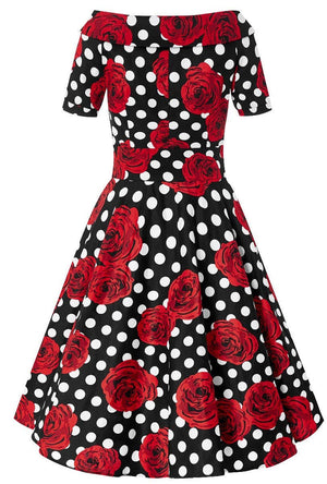 Darlene Polka & Roses Swing Dress