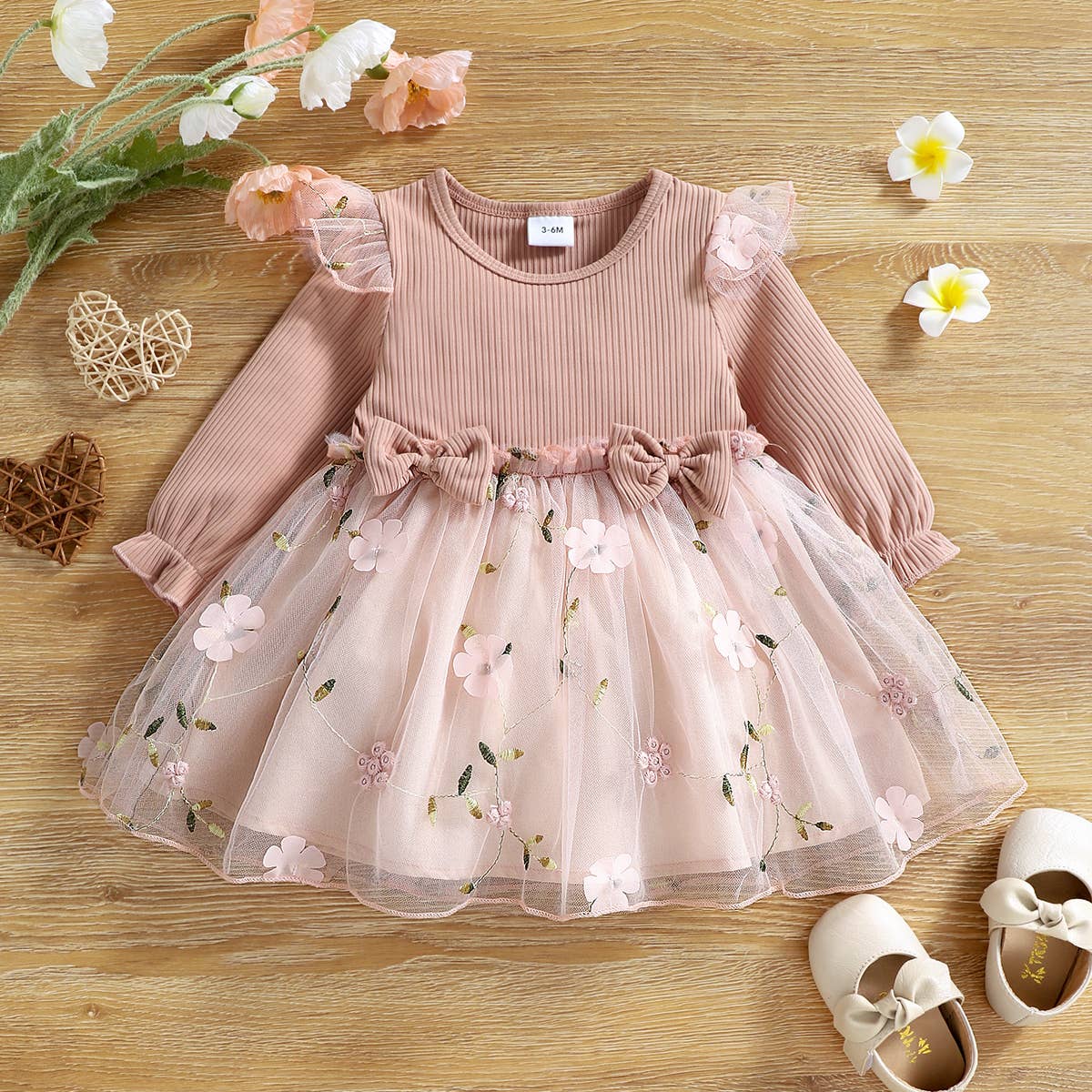 Baby Girl Pink Ribbed Dress