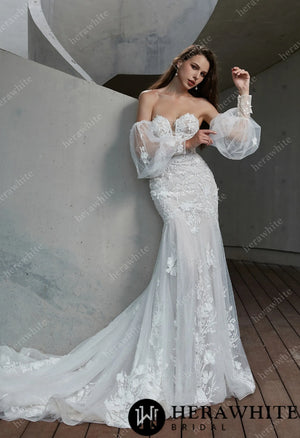 Sexy Sweetheart 3D Floral Mermaid Wedding Gown