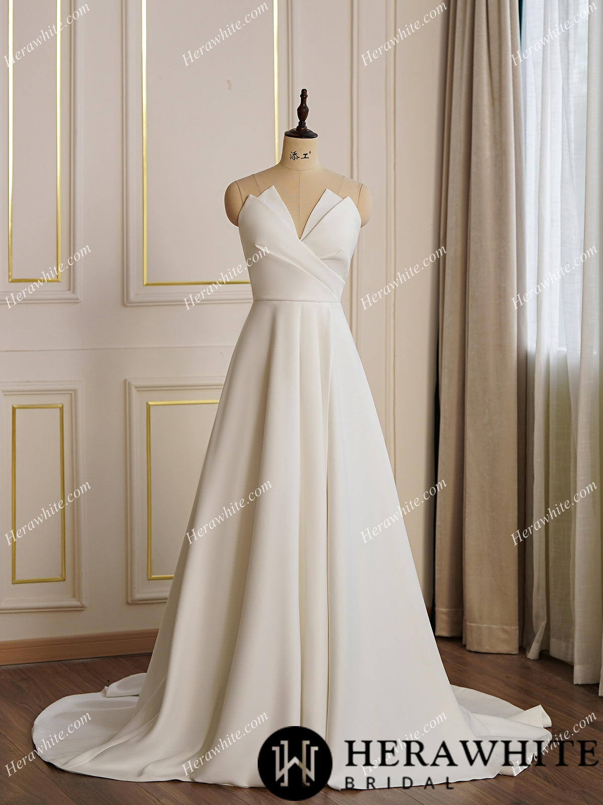 Modern Satin A-line Wedding Dress with Split