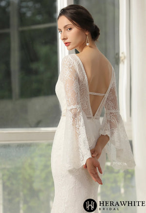 Designer Lace High Split Bridal Gown