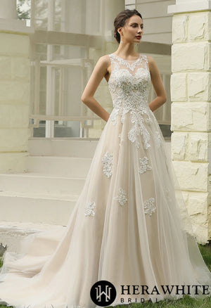 Illusion Halter Neckline Ball Gown Wedding Dress
