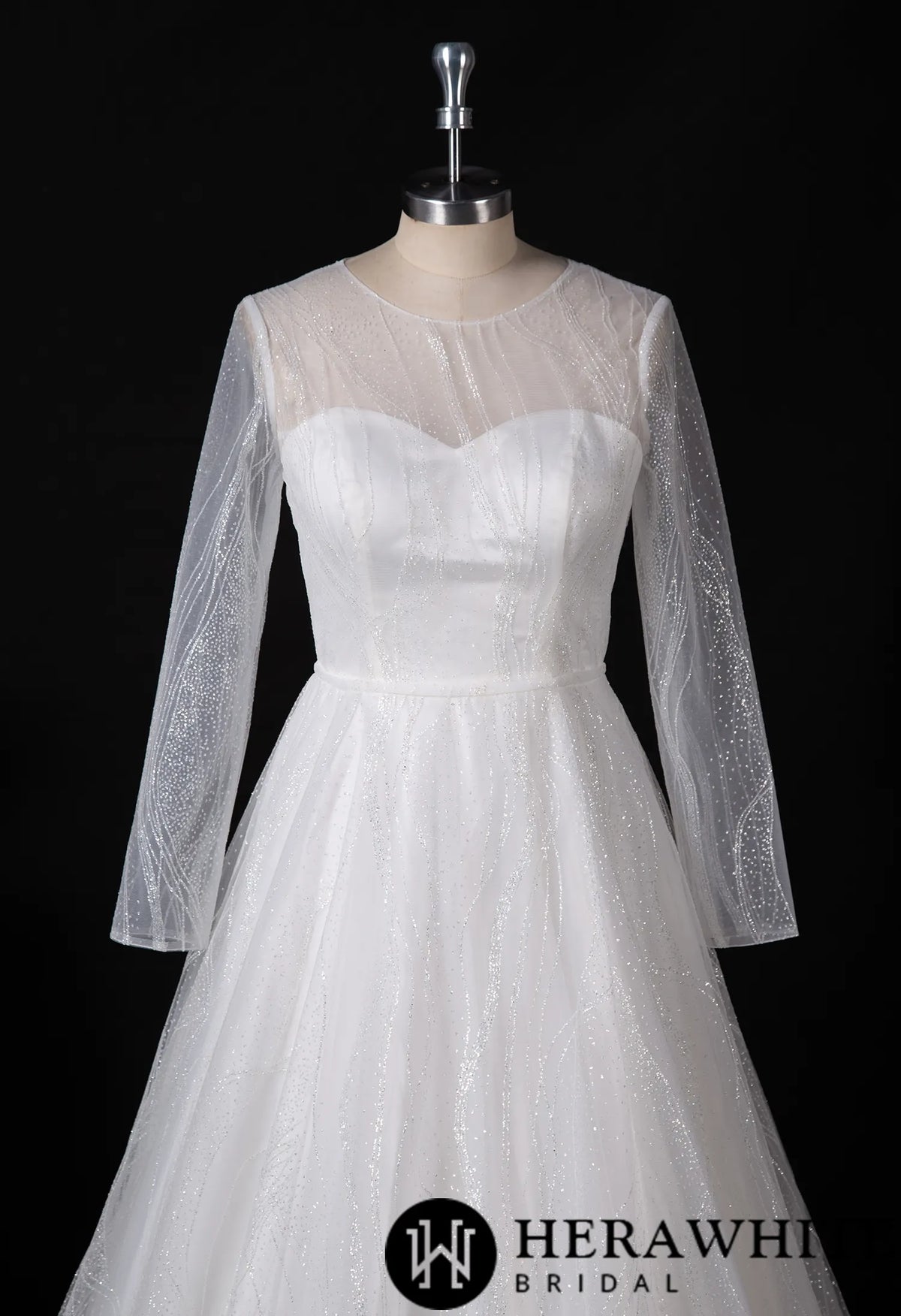 Sparkling Wedding Gown With Long Sleeve