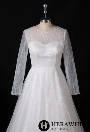 Sparkling Wedding Gown With Long Sleeve