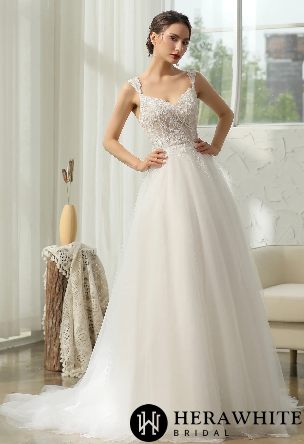 Cap Sleeve Wedding Dress With Glittery AppliquÃ©s