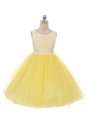 Lace Illusion Girls Dress With/Without 3 Mesh Flowers: No / Aqua / 4