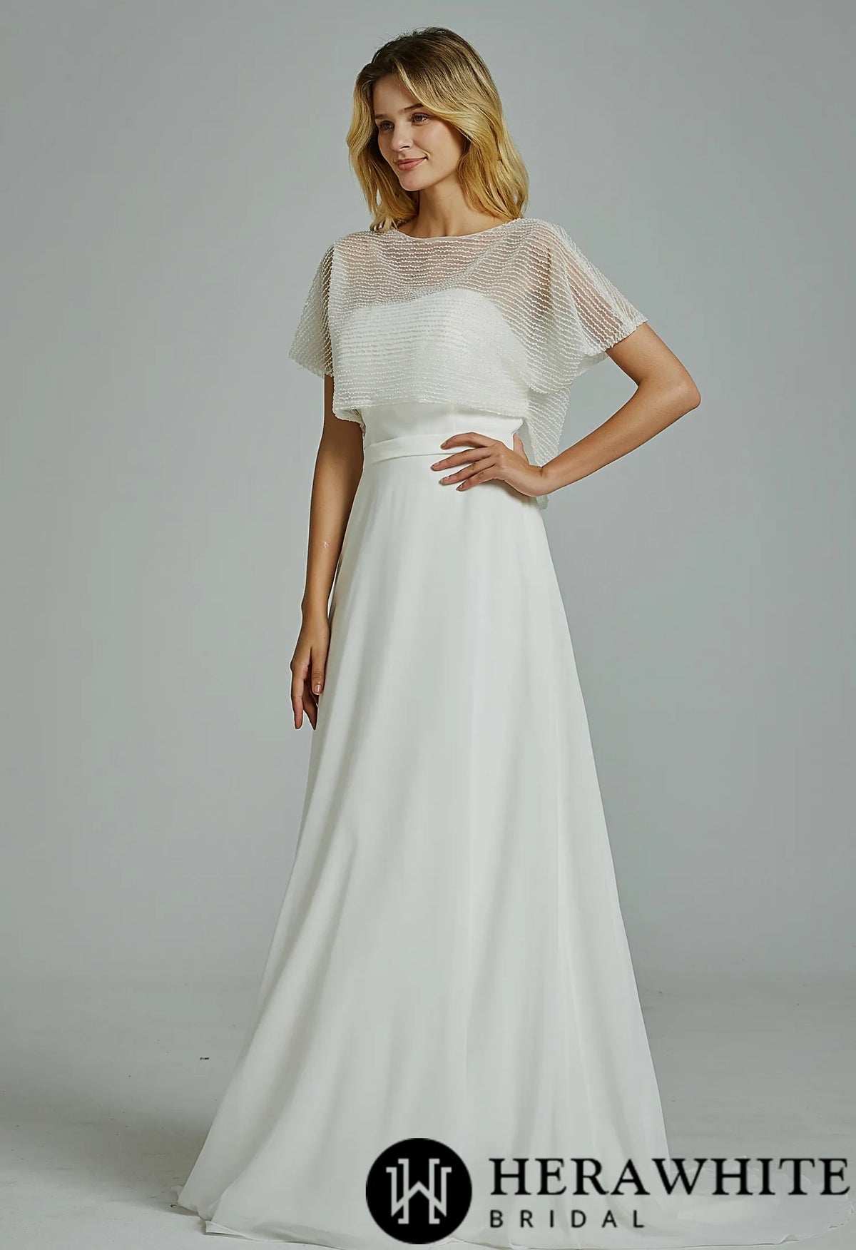 Chic Strapless A-Line Wedding Dress With Beading Seperate Jacket