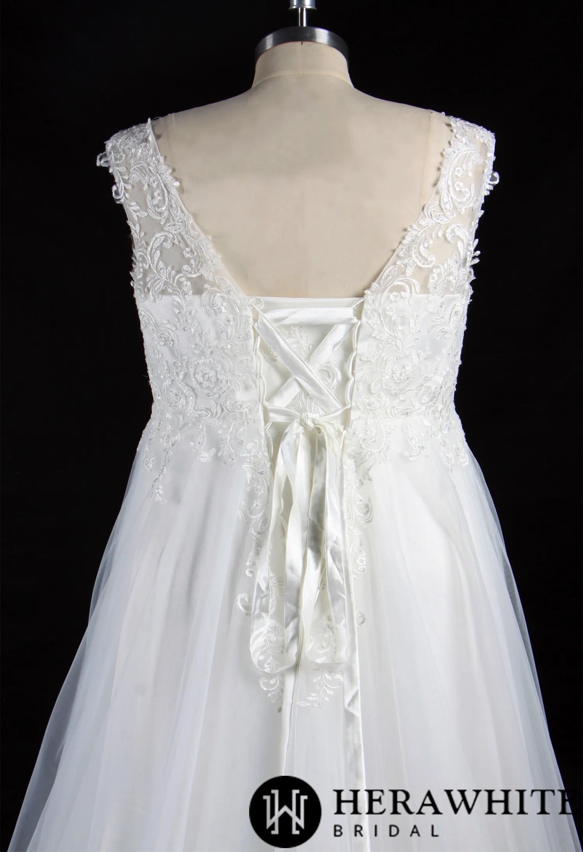 Plus Size Corset Beaded Lace On Tulle Bridal Gown