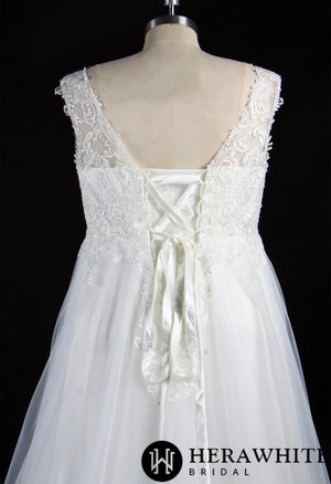 Plus Size Corset Beaded Lace On Tulle Bridal Gown