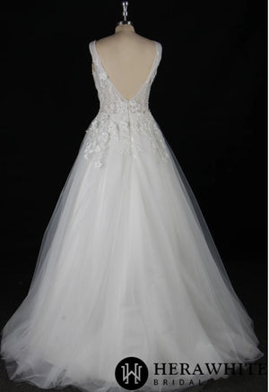 Romantic Beaded Floral Lace Wedding Dress