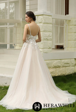 Princess Ballgown with Floral Lace Straps