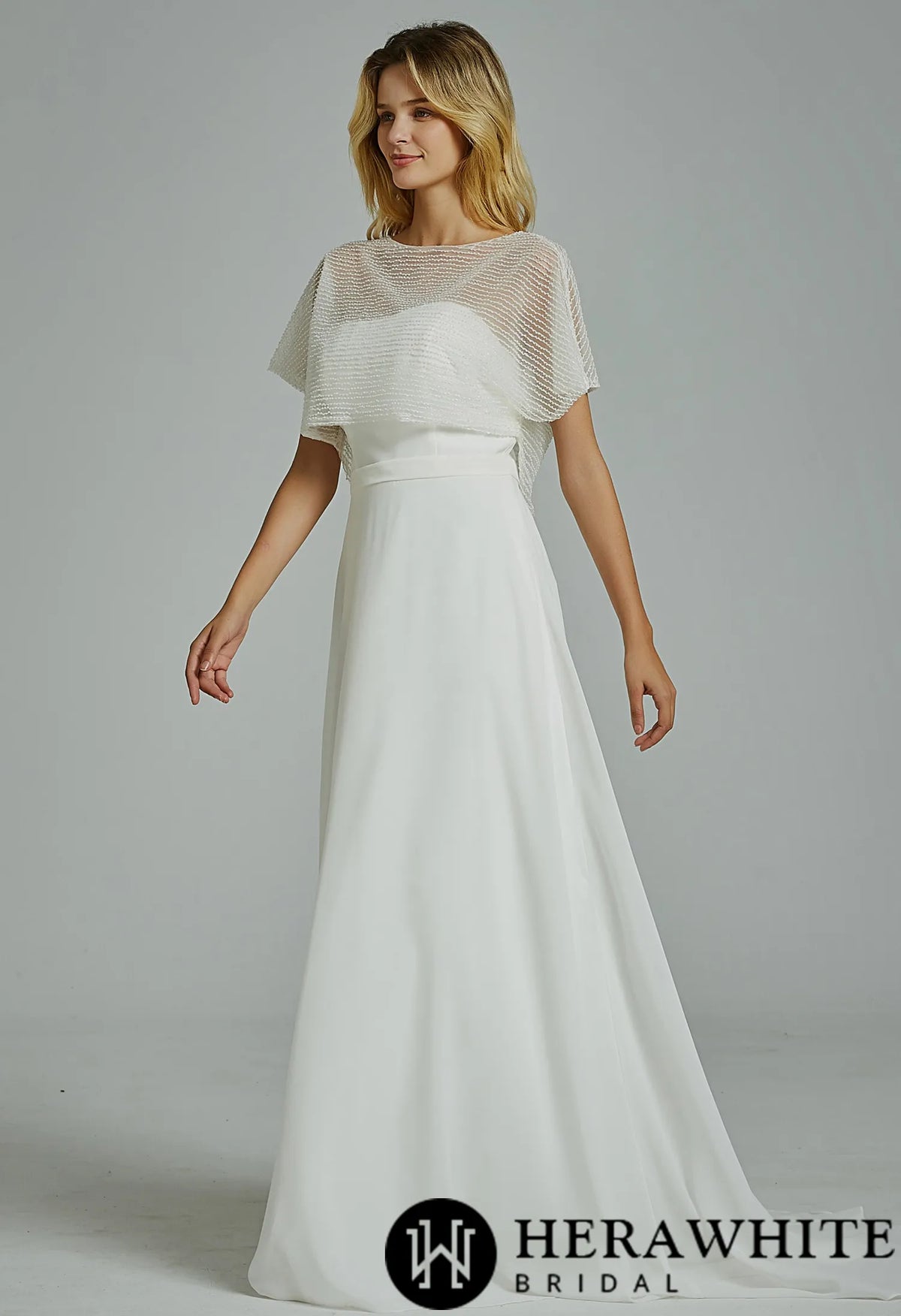Chic Strapless A-Line Wedding Dress With Beading Seperate Jacket