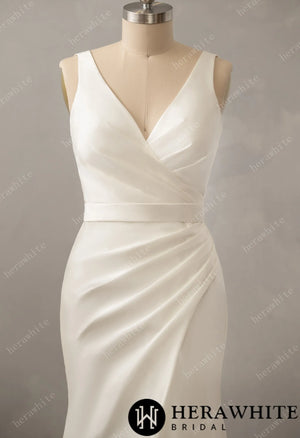 Modern V-neck Fit-and-Flare Wedding Dress