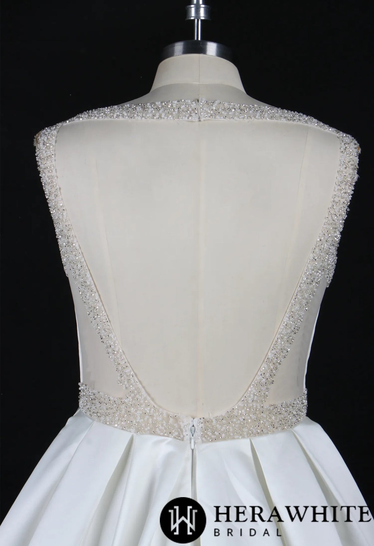 Classic V-Neck Wedding Dress With Princess Silhouette and Beaded Belt