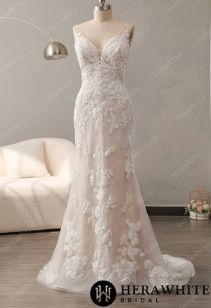 Glitter Tulle A-Line Wedding Dress with Detachable Train