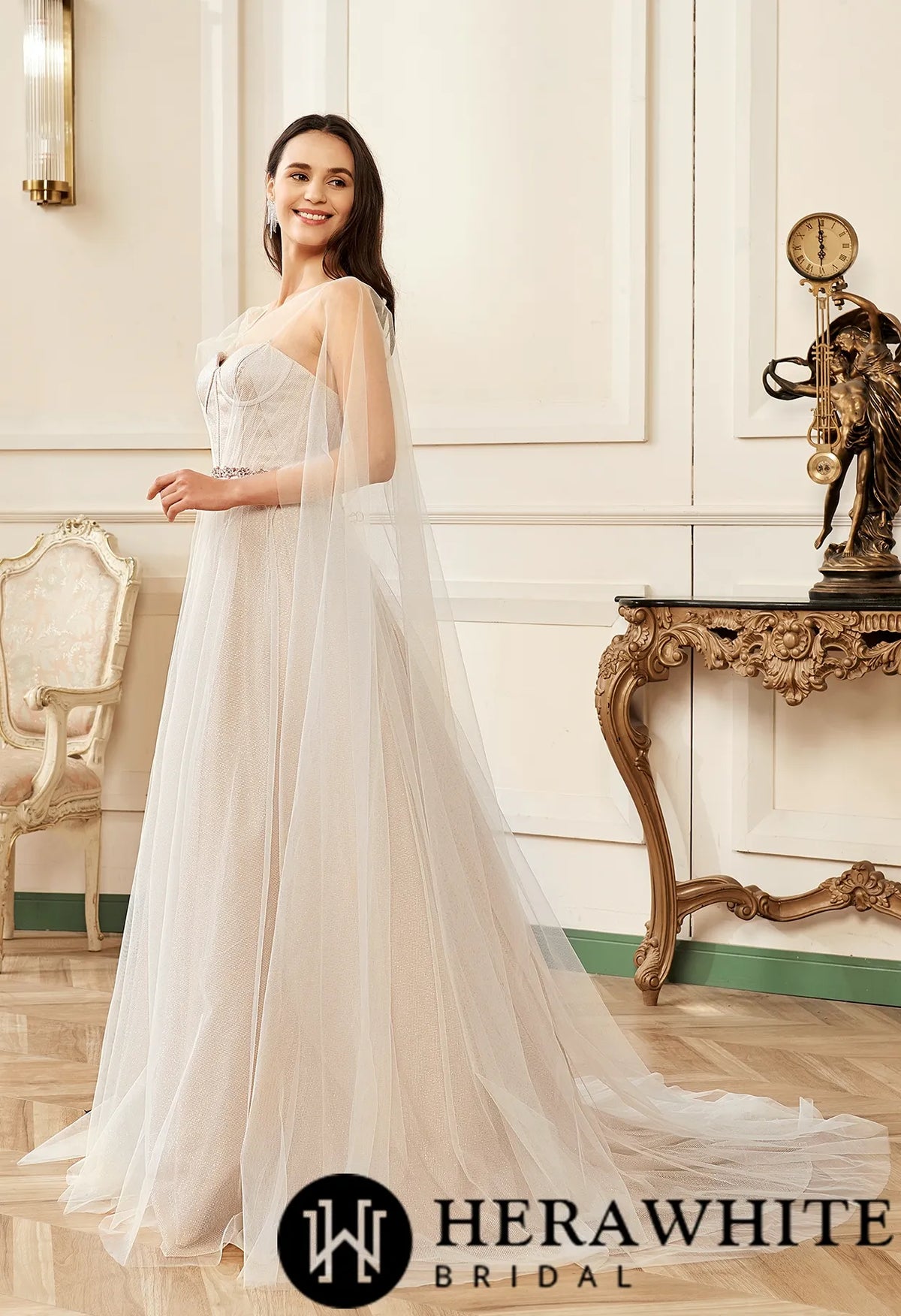 Shimmer Pink Nude Sweatheart Corset Sparkle Tulle Bridal Gown