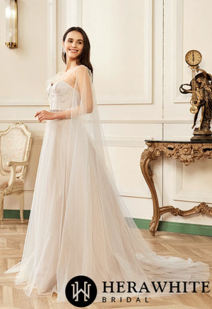 Shimmer Pink Nude Sweatheart Corset Sparkle Tulle Bridal Gown