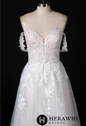 Whimsical A-line Beach Bridal Gown With Slit