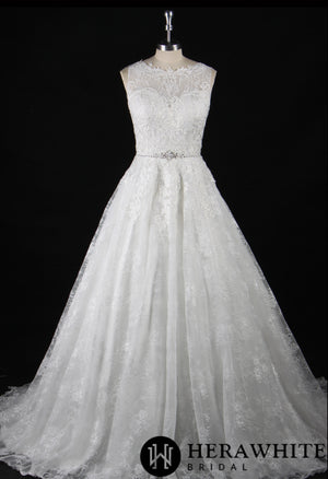 Strapless Embroidered Lace Illusion Bodice Wedding Dress