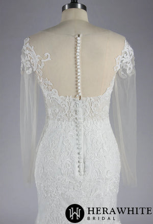 Plus Size Illusion Lace Fit and Flare Wedding Dress