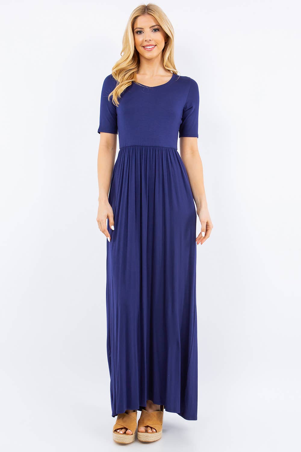 PLUS SIZE MODEST MAXI DRESS WITH POCKETS -CD23411T-PL