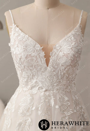 Deep V-neck large leaky back sexy wedding dress