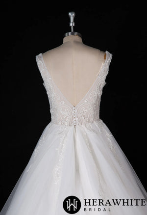 Plunging V-neckline Wedding Dress With Long Train