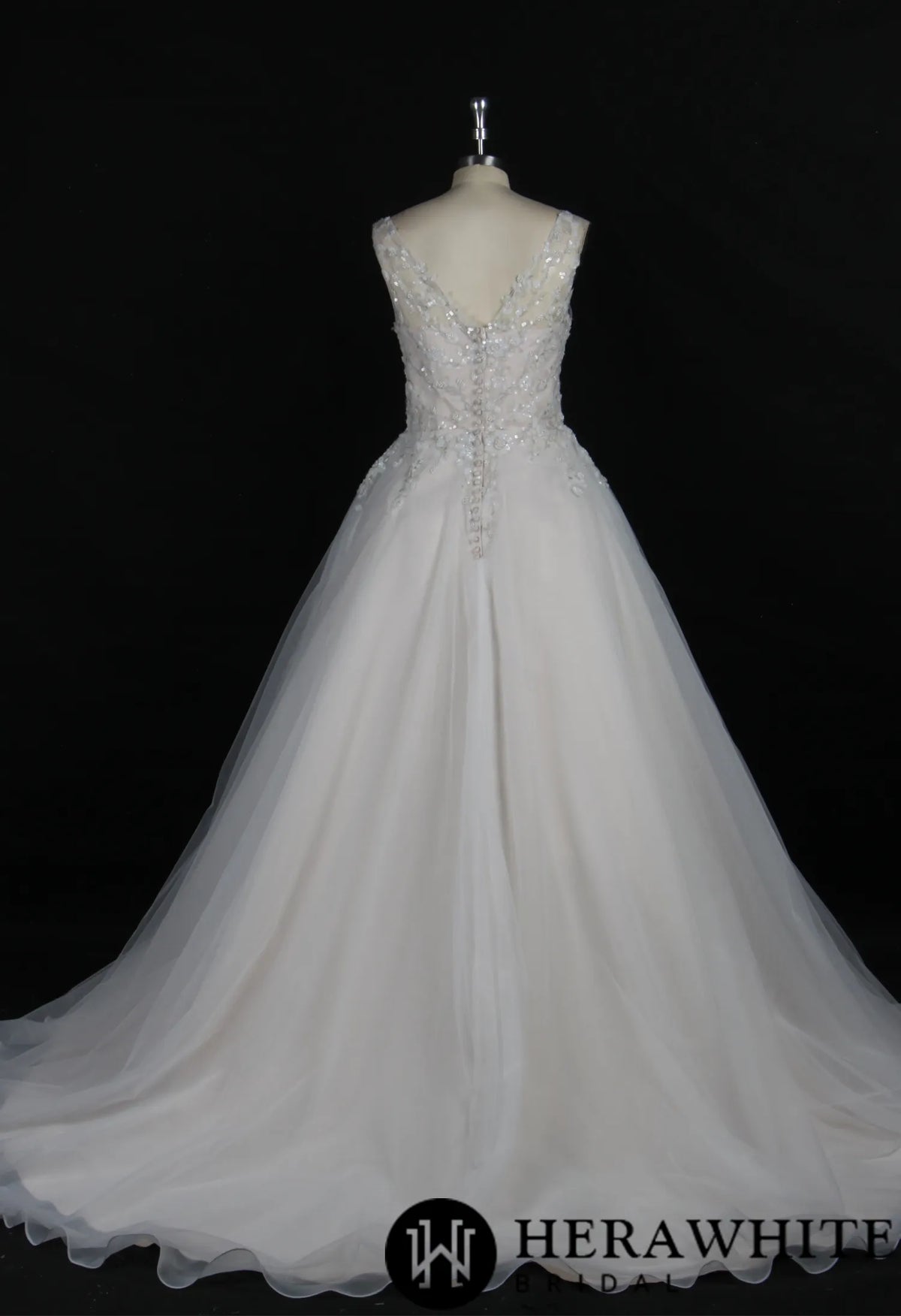 Shimmery Sequined Beading A-Line Wedding Dress