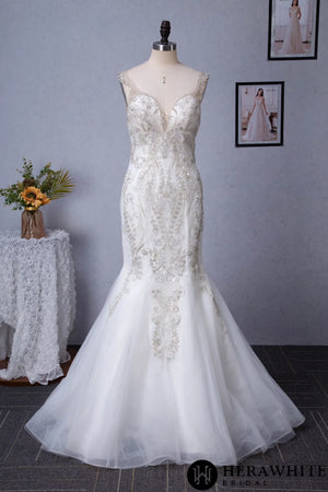 Mermaid Embroidered Heavy Beaded Wedding Dress