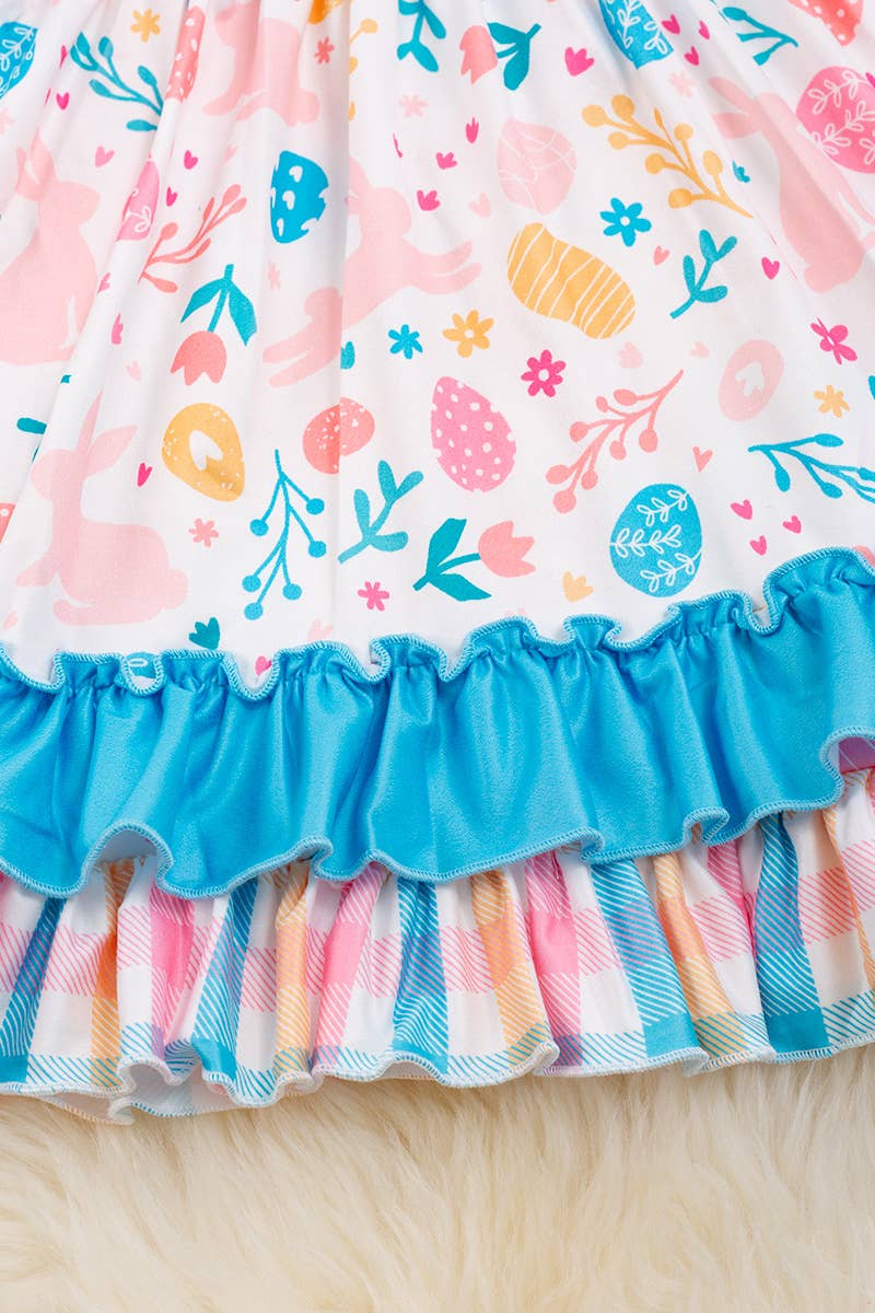 EASTER PRINTED DRESS W/TURQUOISE . DRG20114006 JEANN: M