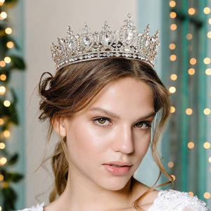 Baroque Queen Crown for Women Wedding Tiara for Bride Gold