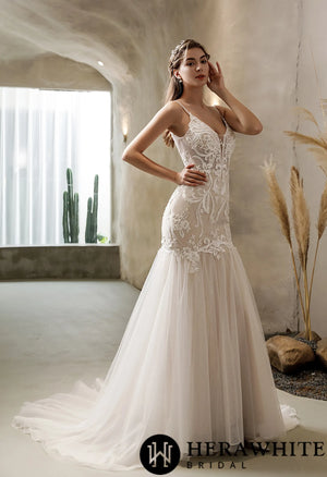 Elegant Mermaid Gown With Detachable Bell Sleeves