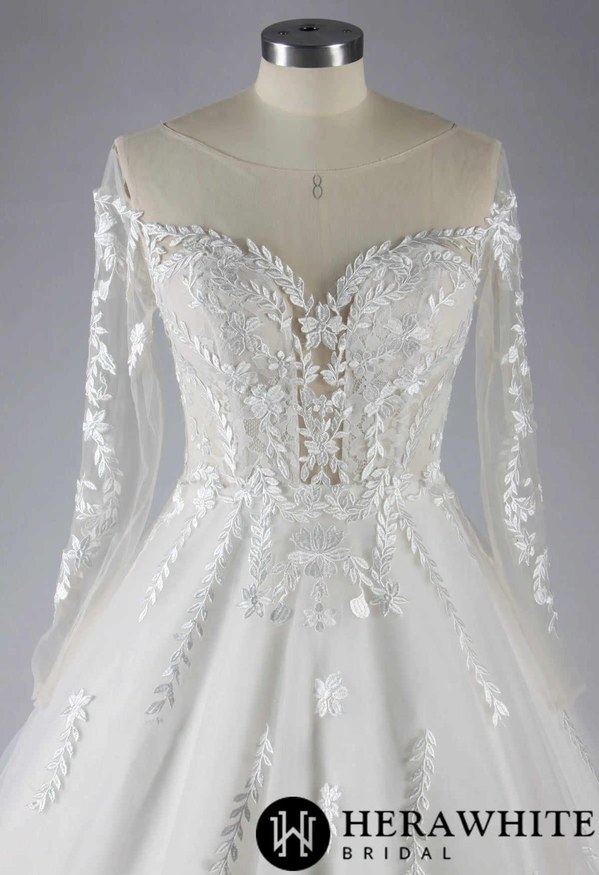 Elegant Illusion Long Sleeve Lace A-Line Wedding Dress