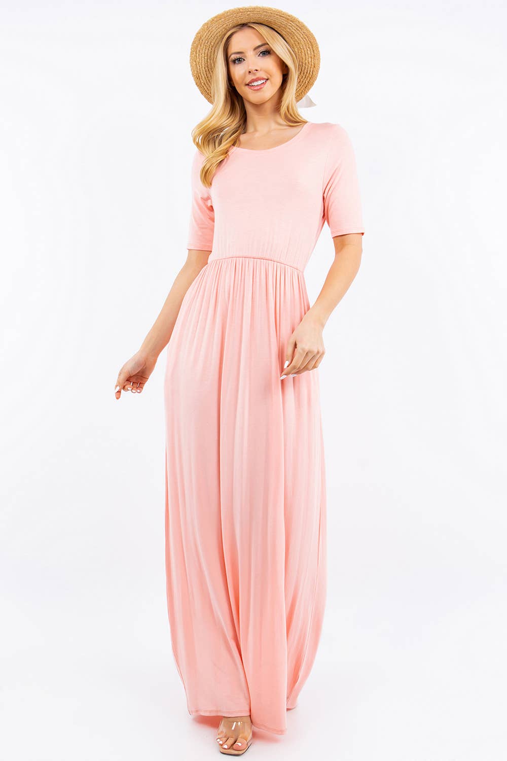 PLUS SIZE MODEST MAXI DRESS WITH POCKETS -CD23411T-PL