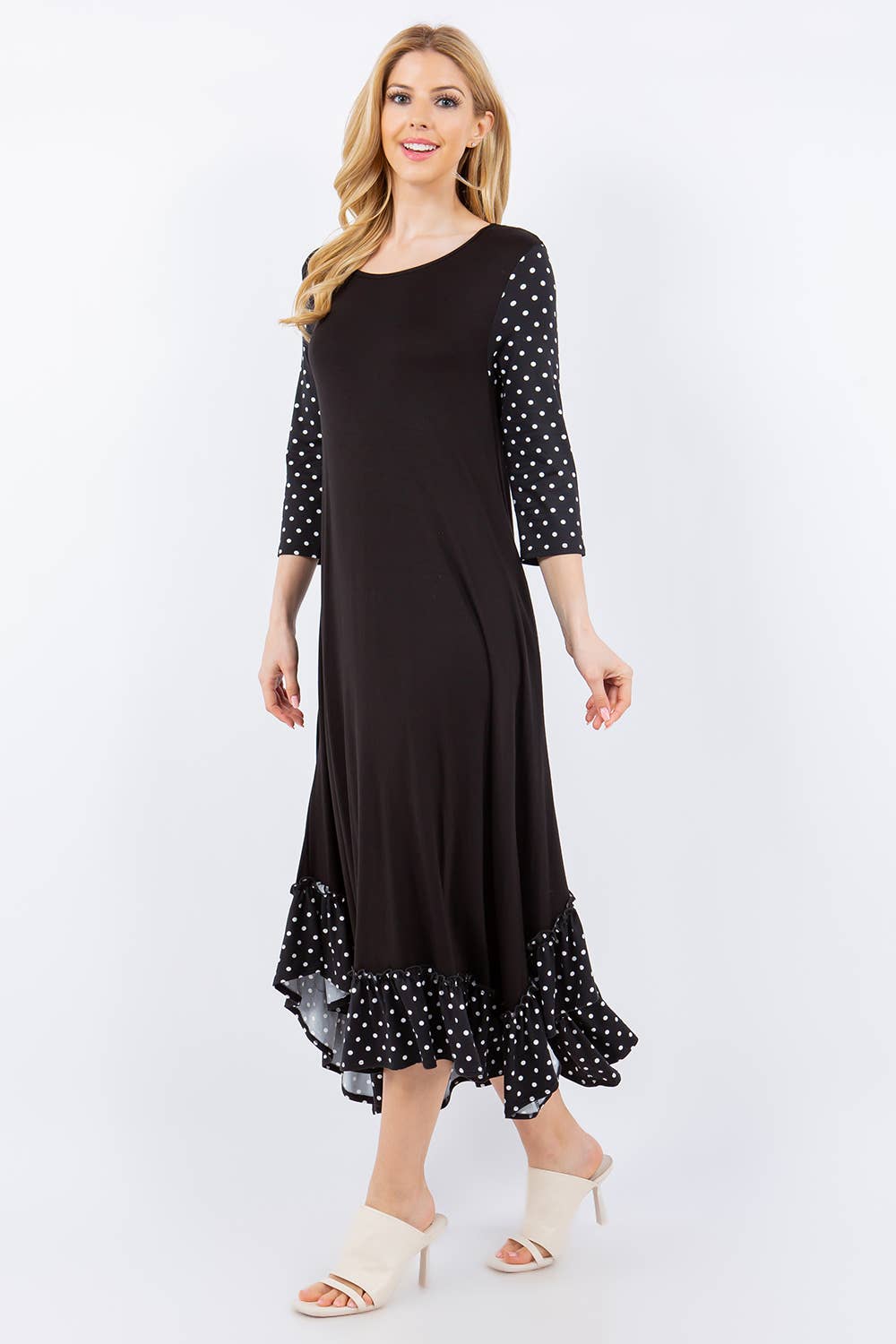 MODEST MID POLKA DRESS WITH POCKETS -CD43807I