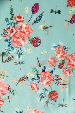Grace Vintage Style Jive In Light Green Dragonfly Print