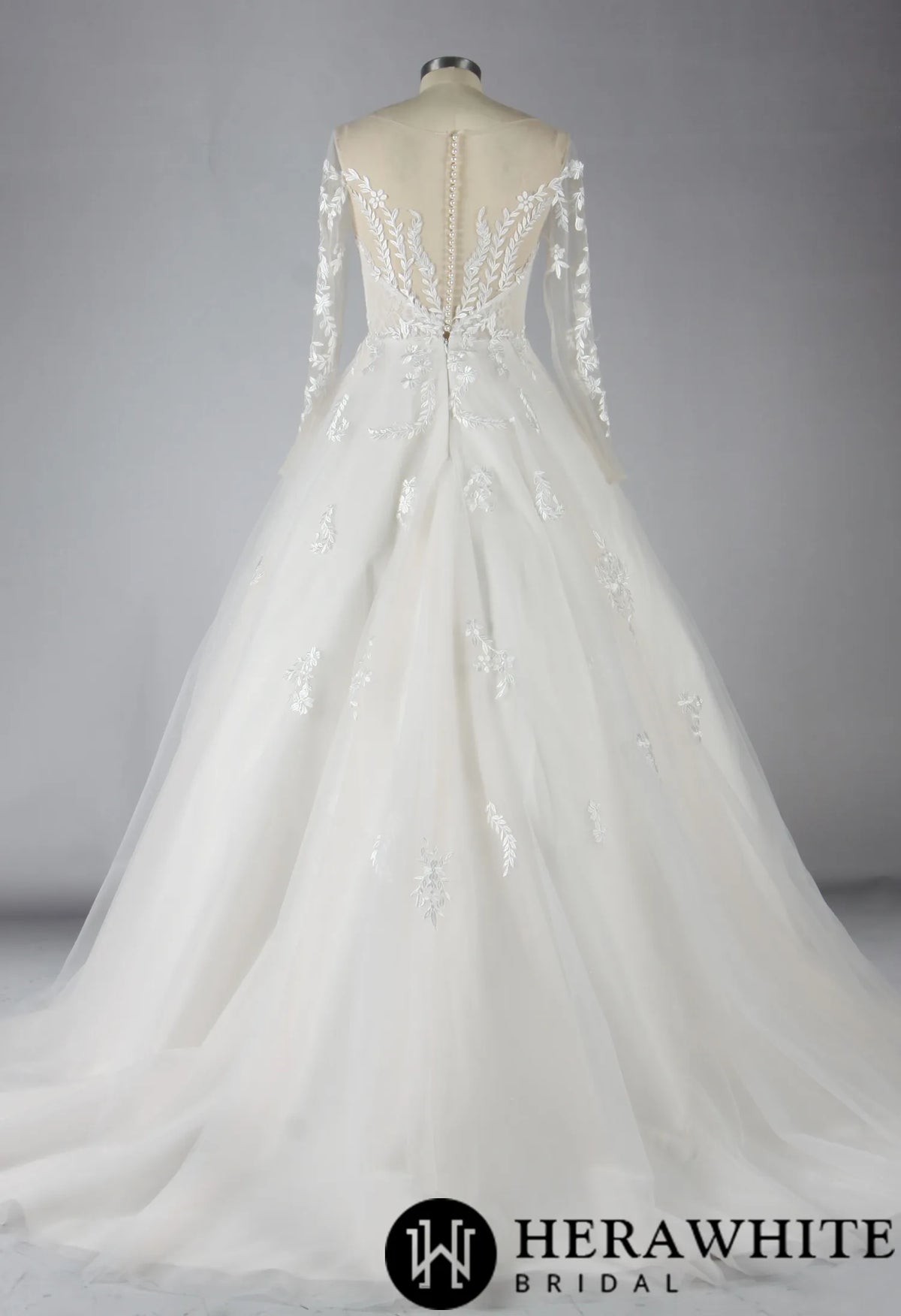 Elegant Illusion Long Sleeve Lace A-Line Wedding Dress