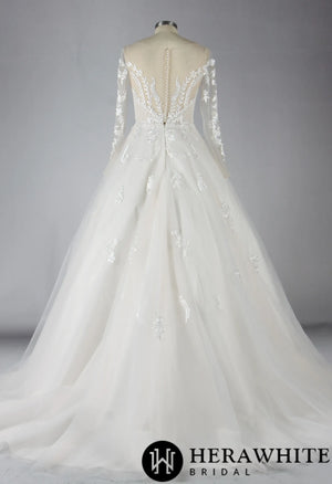 Elegant Illusion Long Sleeve Lace A-Line Wedding Dress