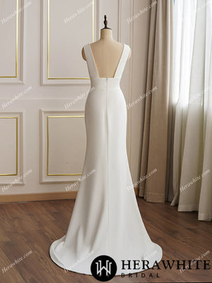 Crepe Wedding Dress WIth Detachable Train