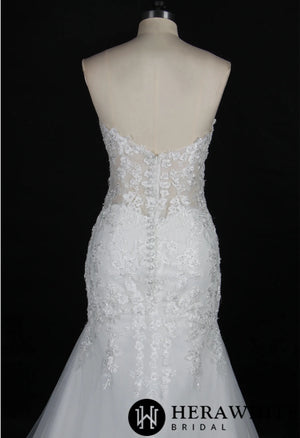Illusion Beaded Lace Open Back Mermaid Wedding Gown